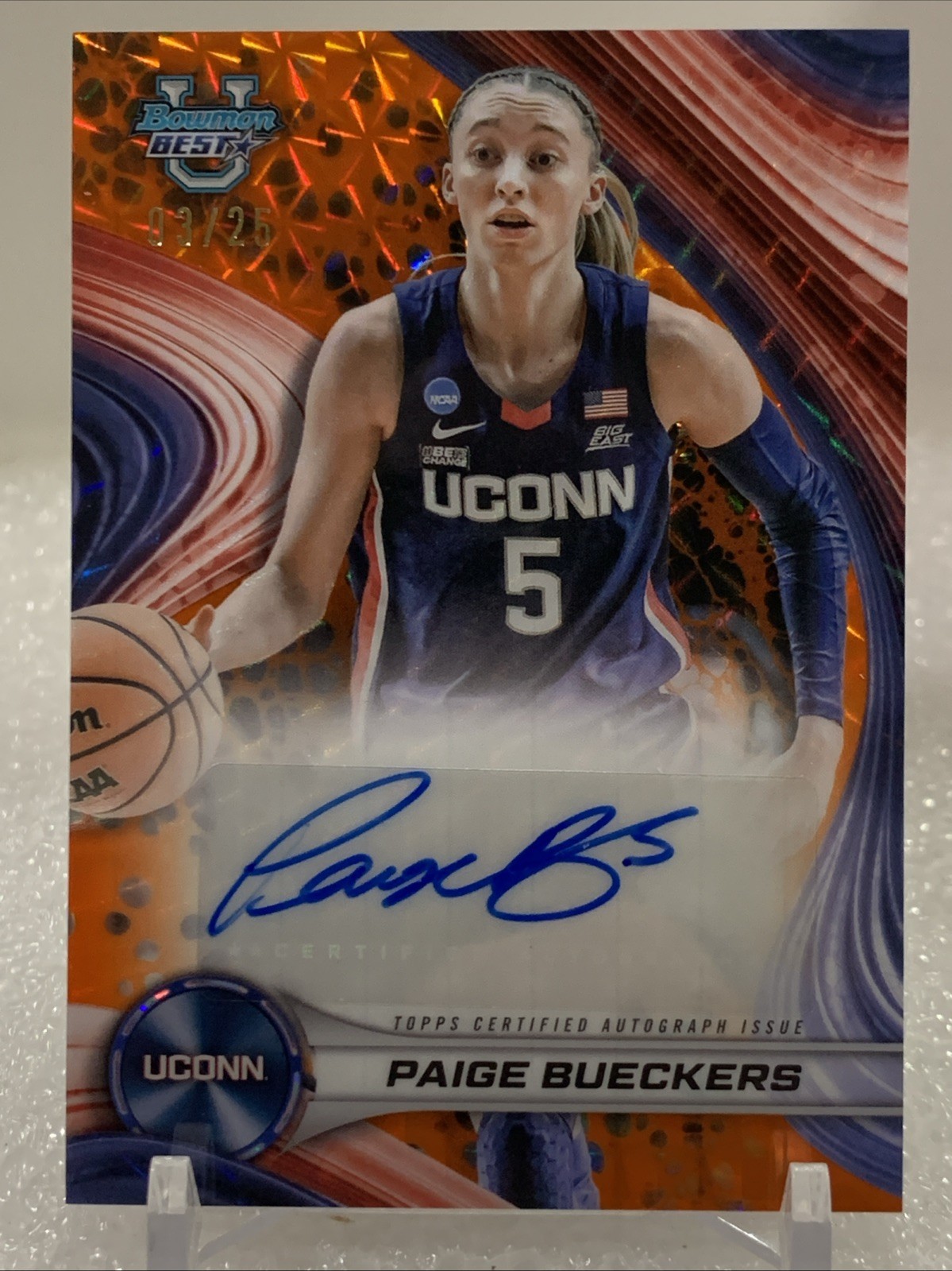 2024-25 Bowman Best University - ORANGE Geometric AUTO - Paige Bueckers 3/25