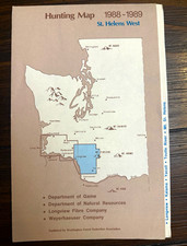 1988–1989 St Helens West Washington Vintage Hunting Map Weyerhaeuser