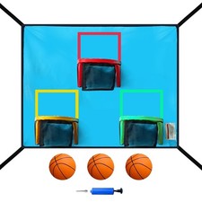 Trampoline Basketball Hoop with 3 Hoops and 3 Balls, Lightweight Basketball H...