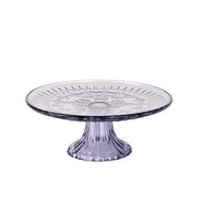KMwares 9" D Colored Glass Round Cake Stand Beautiful Lavender Color