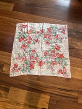 Vintage Vera Neumann Floral Silk Scarf Square Pinks Red Green Rolled Edg29 x29