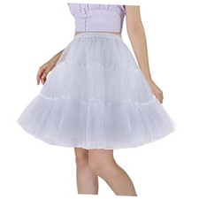 Above Knee Tulle Ruffled Petticoat 50S Vintage Crinoline Large-X-Large White