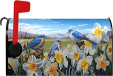 Mailbox Covers Magnetic Summer Bluebirds Daffodil Flower Mail Box Post Cover