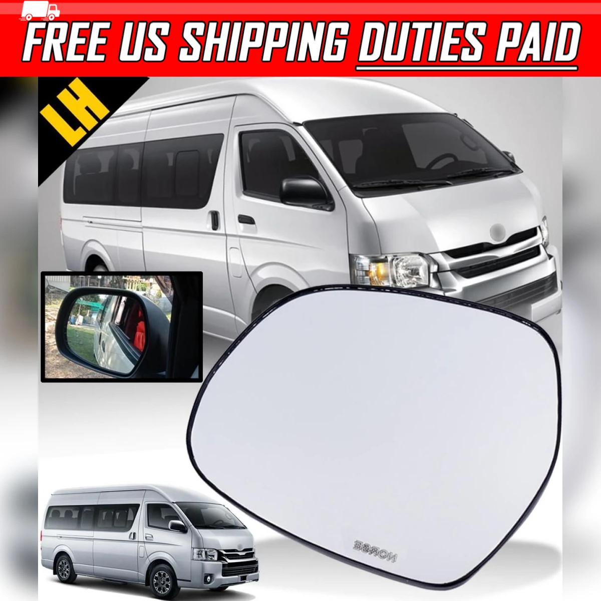 FOR TOYOTA HIACE COMMUTER H200 2005-2018 SIDE WING MIRROR GLASS