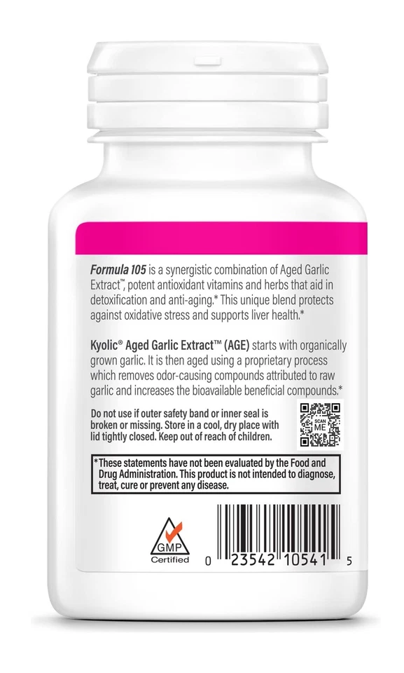 Extracto de ajo envejecido Kyolic suplemento desintoxicante y antienvejecimiento orgánico inodoro 1... Foto 2 de 4