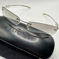 Gucci Rimless Sunglasses Oval G Logo Rhinestone Y2K 42