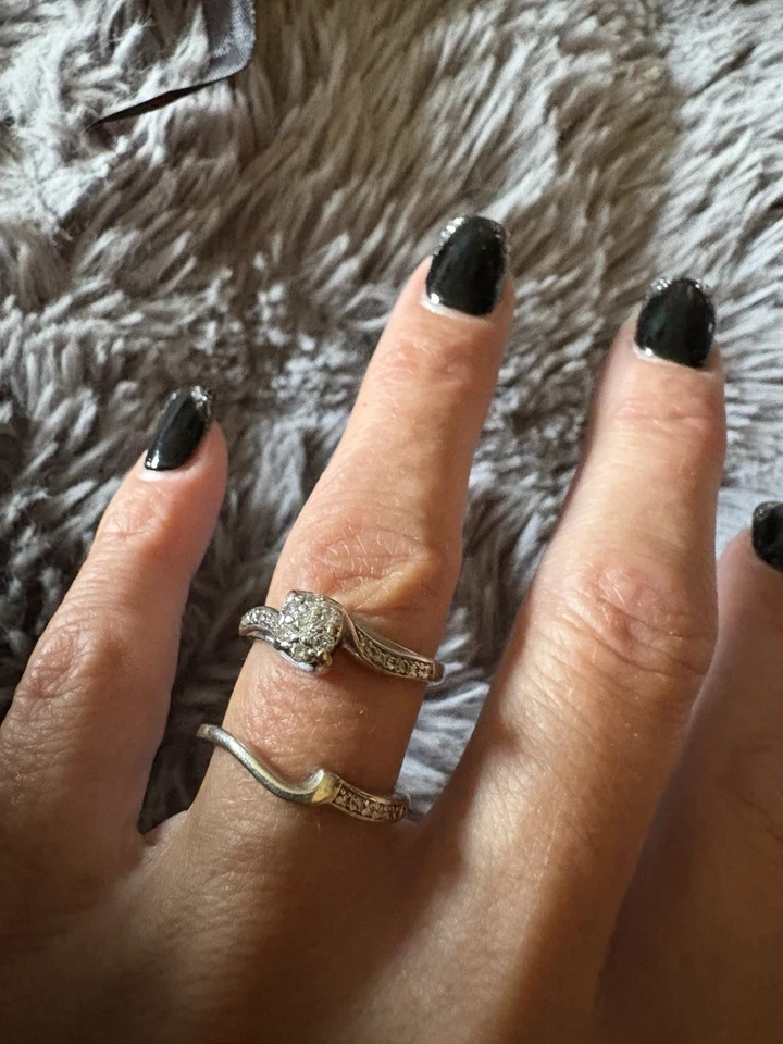 9ct White Gold Wedding Set Diamond Ring (N) Size 7 - Image 3 of 4