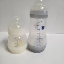 Mam Easy Start Anti Colic 4 Oz 8 Oz Baby Bottles Sz 0 & 2 Nipples