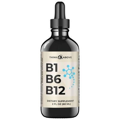 B1 B6 B12 Vitamin Liquid Drops - Nerve, Energy, Brain Support Supplement -Fruity