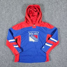 Old Time Hockey New York Rangers Hoodie NHL Hockey Pullover Red Blue Youth Sz L