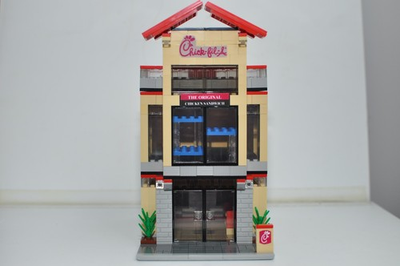 #ad Chicken Sandwich Restaurant Creator Modular City Custom Built Brick Model MOC $140.00