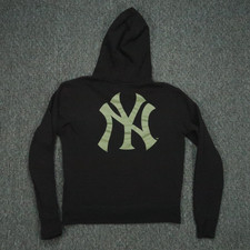 New York Yankees Hoodie Mens Small Black Alpha Industries New Era Pullover