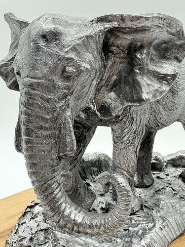 Michael Ricker Pewter Sculpture Elephant W/Wood Base 1976 Limited 44/ ...
