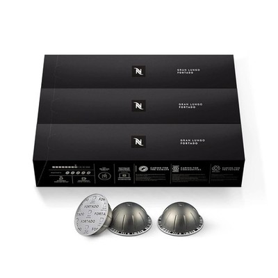 Nespresso Capsules Vertuo, Fortado Gran 10 Count (Pack of 3), Black/Gray