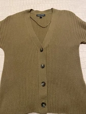 Women's Banana Republic Olive Green V-neck Long Sleeve  Ribbed Cardigan Med.