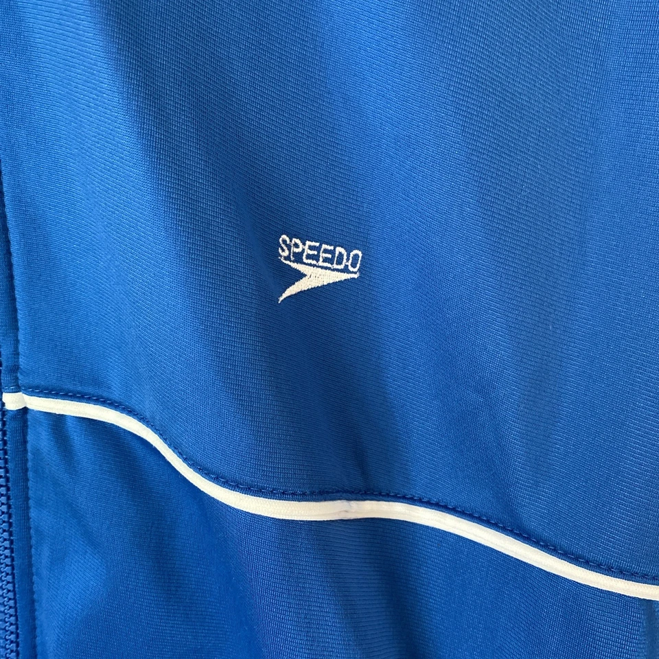 Vintage Speedo 90s Fleece Adult L Blue Jacket Zip Up Swim (JT-282) - Image 2 of 4