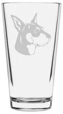 Ratonero Valenciano Dog Themed Etched All Purpose 16oz Pint Glass