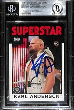 Karl Anderson Signed 2016 Topps Heritage WWE Rookie Card #23 BAS COA RC Impact