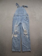 Wild Fable Overalls Womens XS Medium Blue Denim Distressed Bib Jean Baggy Ripped