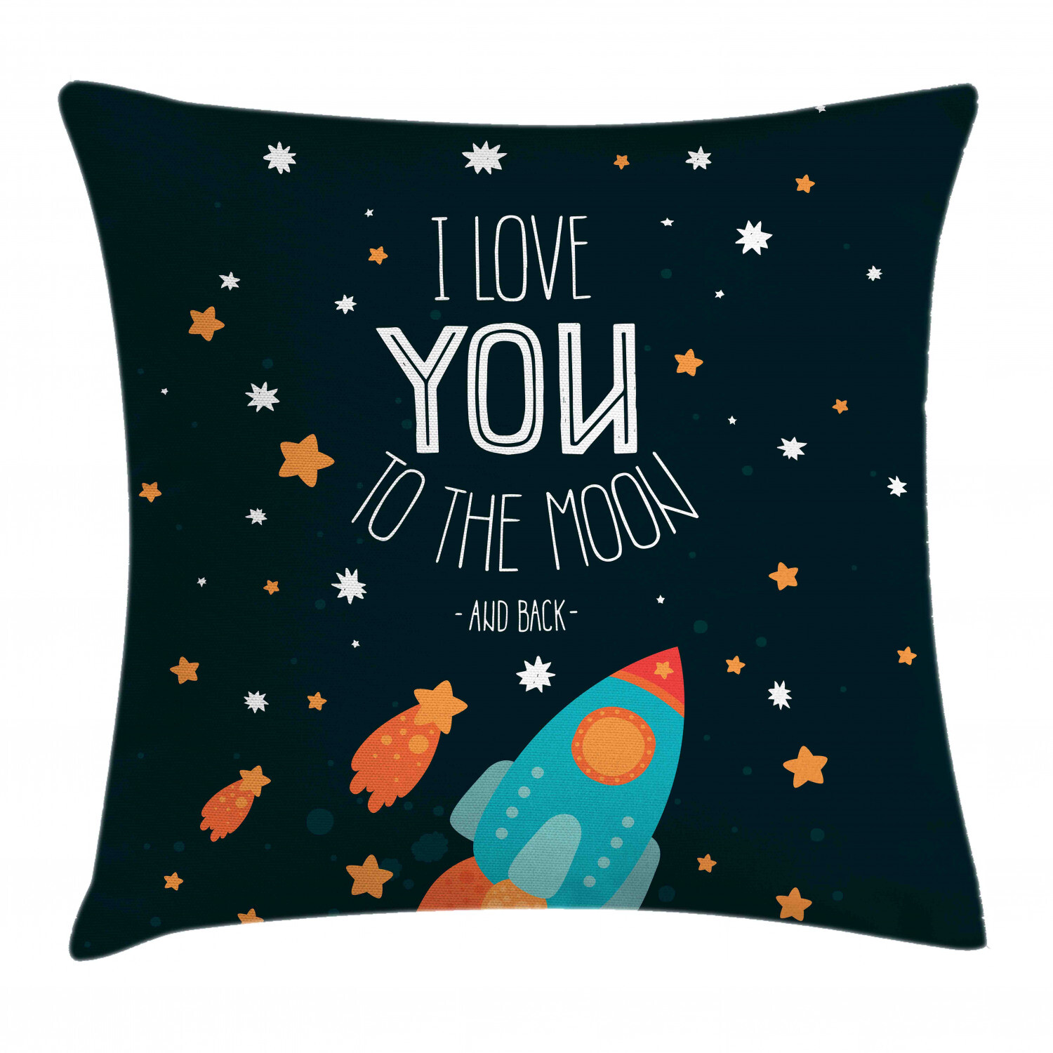 I Love You Rocket Cosmic Love 20-Inch Square Pillow Cover