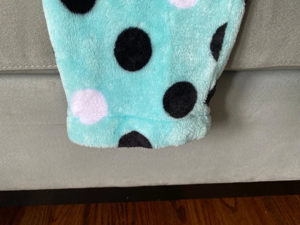 JUSTICE Leopard Cheetah Cat Fleece Footed One Piece Hooded Blue PJ PAJAMAS Sz 14 - Image 4 of 4