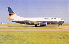 DEUTSCHE BA Boeing 737-3L9 c/n 26440 OY-MAK Sept 92  Airplane Postcard