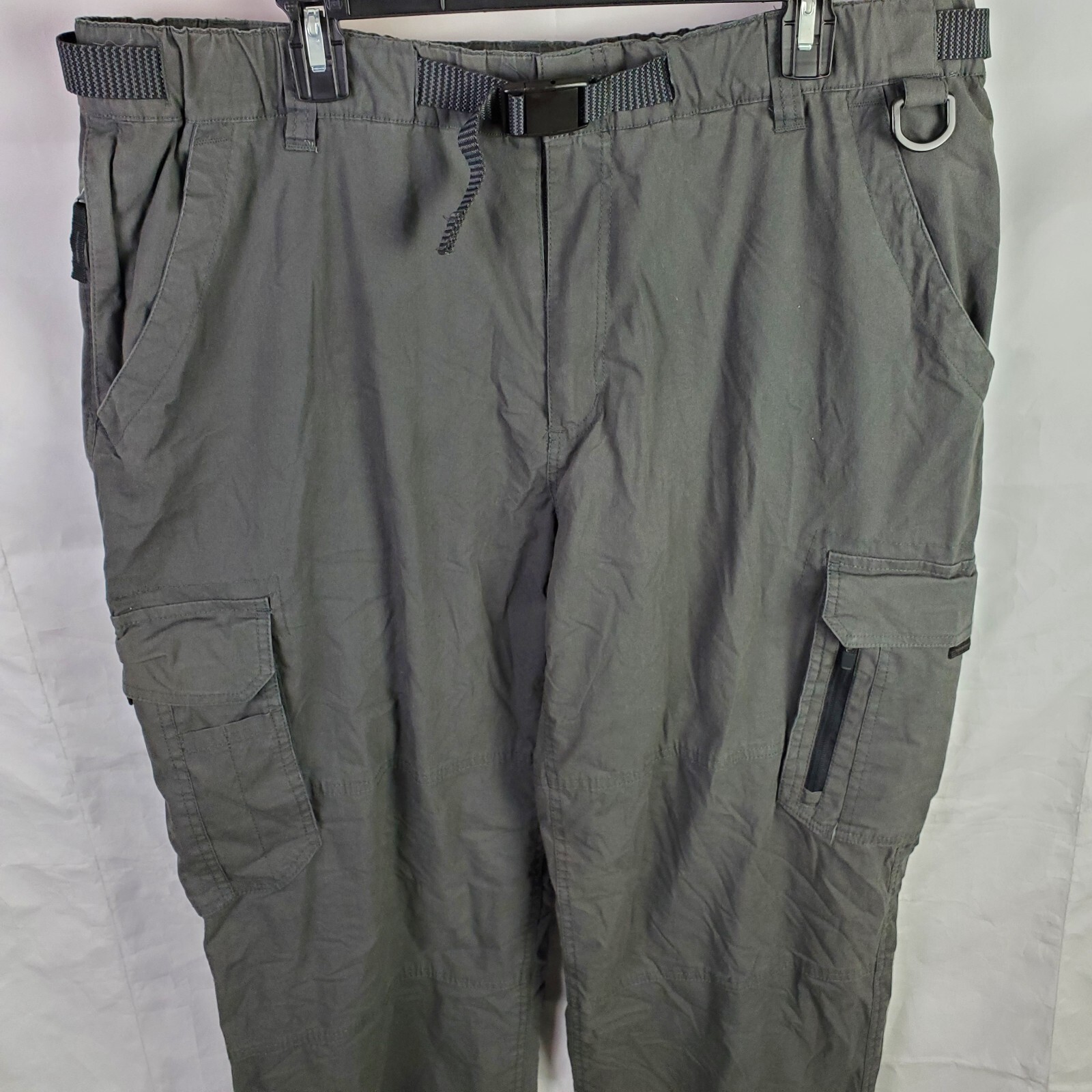 BC Clothing Cargo Pants Belted Lined Gray Pockets Men… Gem