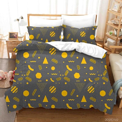3D Geometric Pattern Yellow Dots Quilt Cover Set Bedding Sets Pillowcases 64