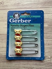 VINTAGE Gerber Novelty Diaper Pins Blue 4-PK 1991 Bears Vintage NOS Sealed SB 