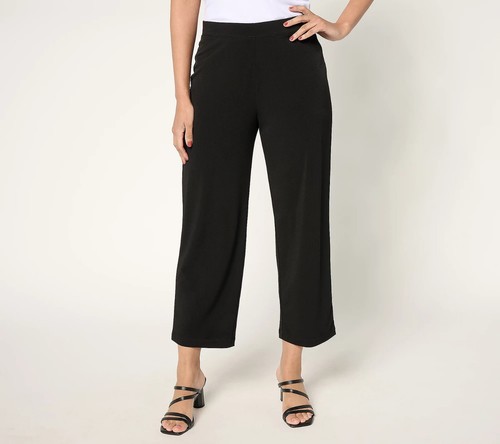 Pantalon Susan Graver Petite 8 Noir Imprimé, Coupe Slim, Taille Crop - Neuf Sans étiquette