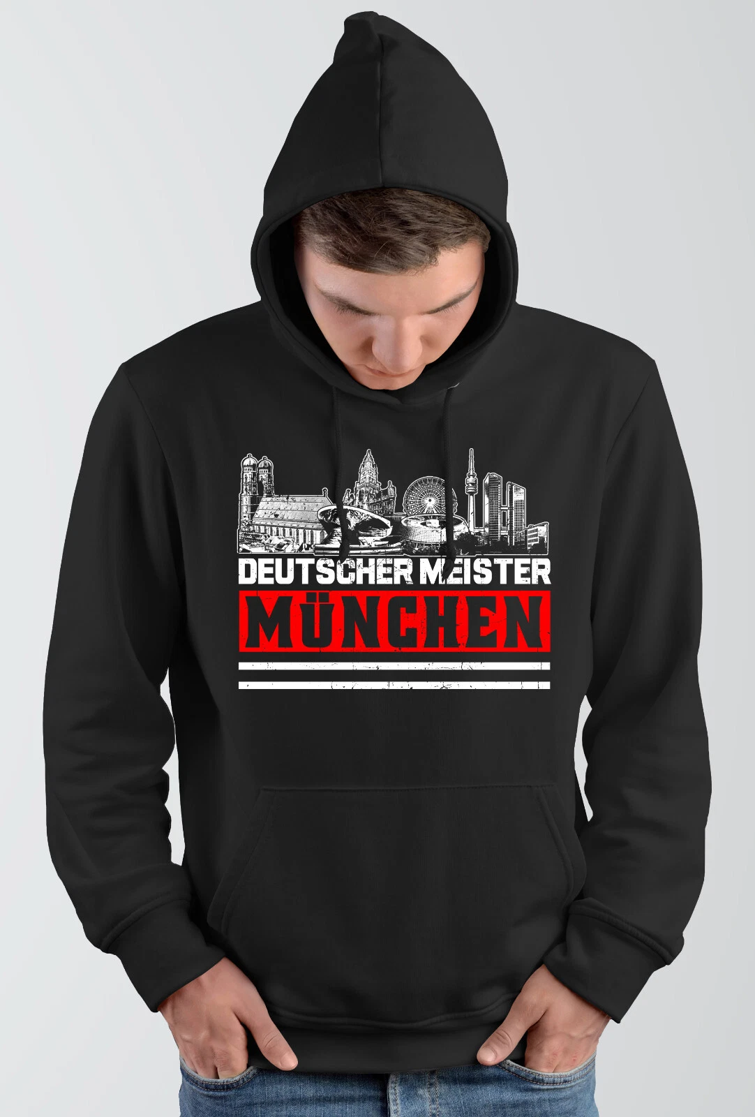 SACAI Felpa con cappuccio München Meister articolo per fan Monaco maglione felpa con cappuccio Skyline M1