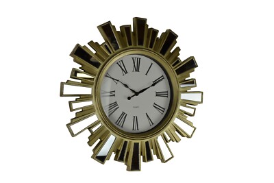 19.5'' Inch Gold and Mirror Starburst Wall Clocks battery operated