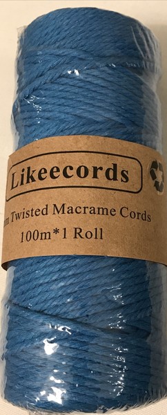 Likeecords Makramee Garn Schnur 3Mm X 100M Baumwollgarn Hellblau Basteln-image