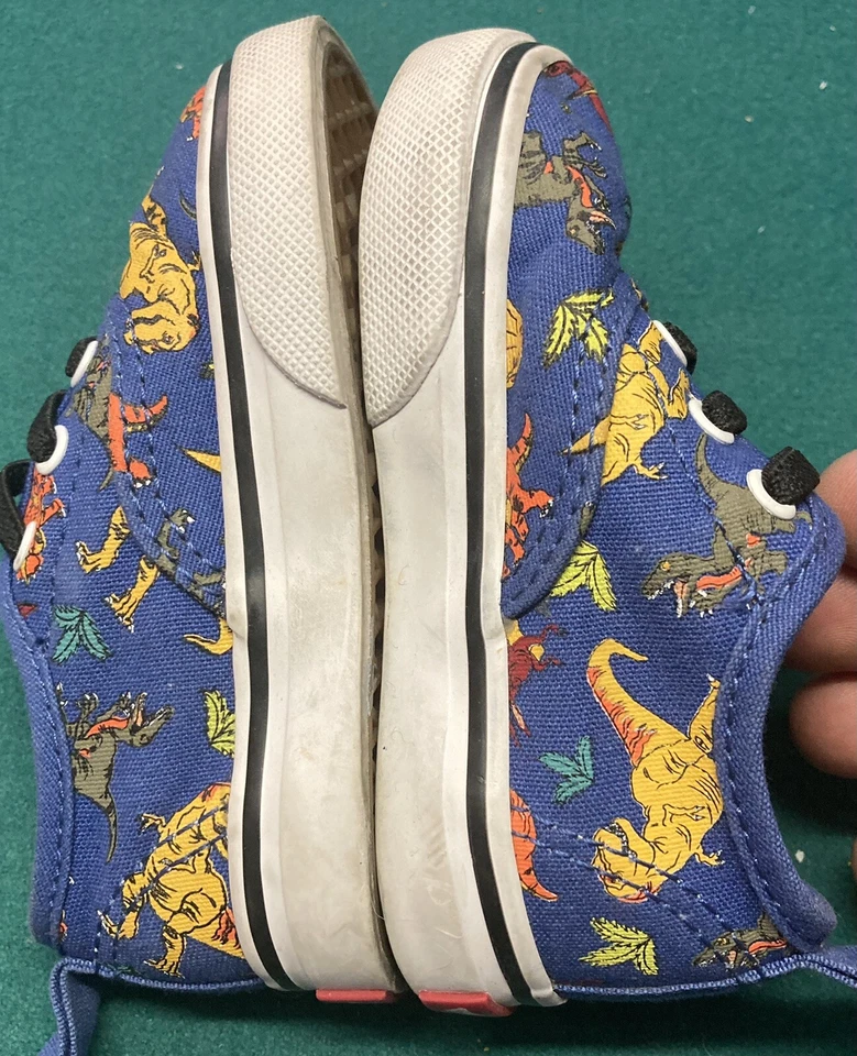 Vans Lace Up Shoes Size Toddler 5 Blue w/ Dinosaurs. w/ Vel Cro Great Condition! - Image 3 of 4