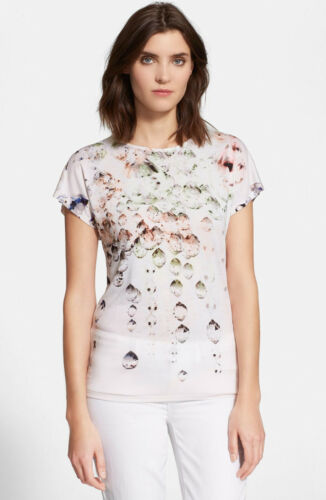 TED BAKER Crystal Droplets klejnot nadruk wzór wzór t-shirt koszulka top geo różowy 3 12 - Zdjęcie 1 z 12