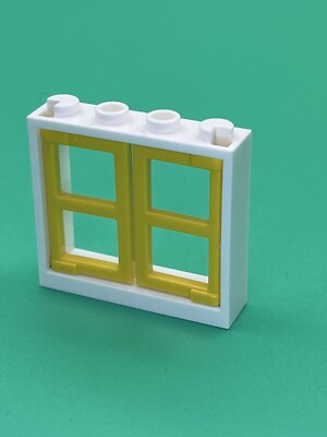 LEGO White 1x4x3 Window City Friends Creator House W/ Yellow Pane