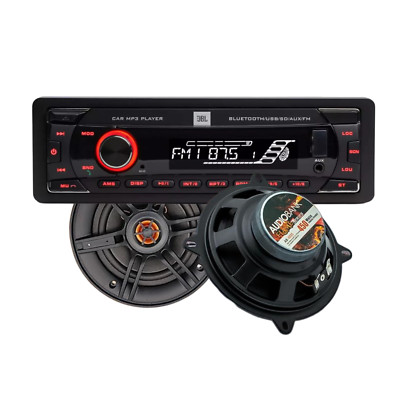 JBL Single DIN Bluetooth MP3 USB Digital Media Car Radio + 2x 5.25'' 450W Speaker