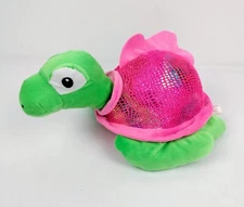 Fun Express Plush Stuffed Turtle Green with Pink Metallic Iridescent Shell 12"