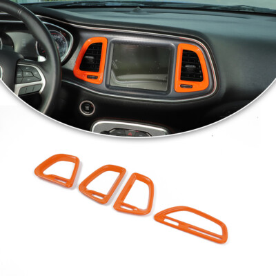 Front Air Conditioning Vent Outlet Trim Cover Rings for Challenger 2015+ Orange