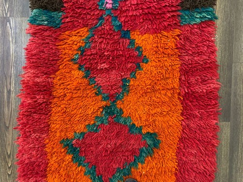Moroccan Handmade Vintage Rug 3'x5'4 Ft Berber Abstract Red Orange Wool Carpet - Picture 10 of 13