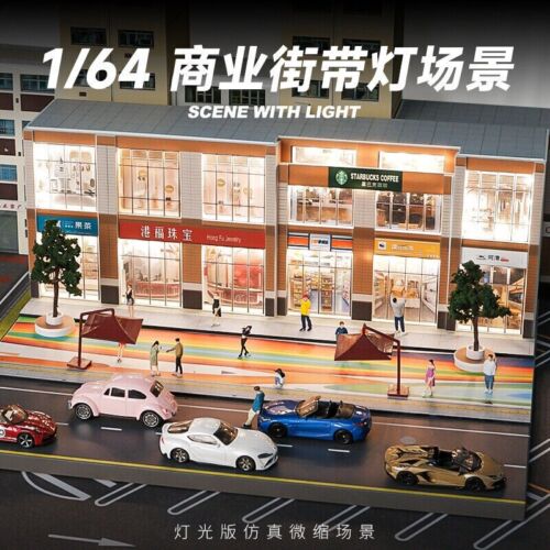 1/64 Diorama Auto Garage Modell LED Beleuchtung Stadt Straßenansicht Szene Baumodell - Bild 3 von 66