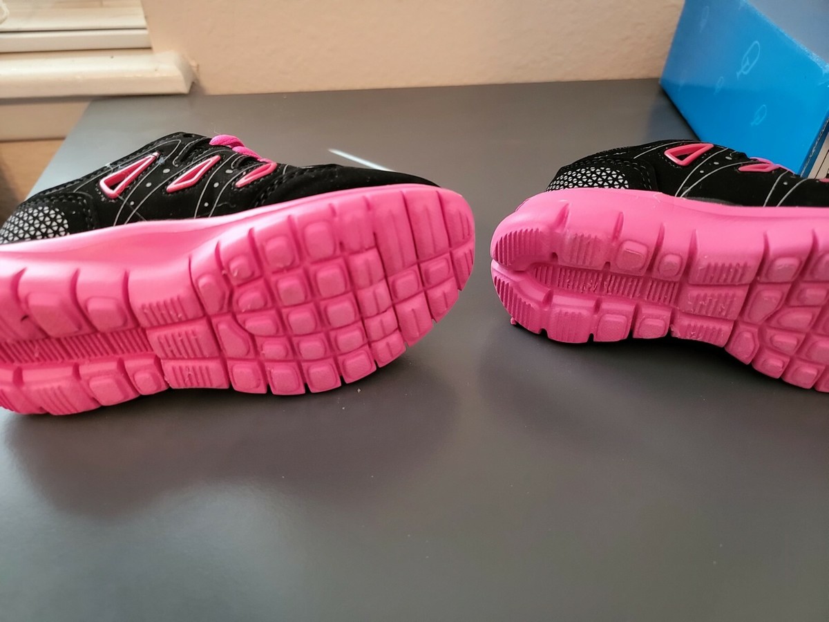 Hot Pink Black Girls Sneakers New in Box Kids Fuscia Black