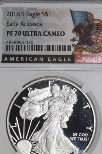 2018-S Silver Eagle Early Releases Grads NGC PF70 Ultra Cameo (4858993-020)