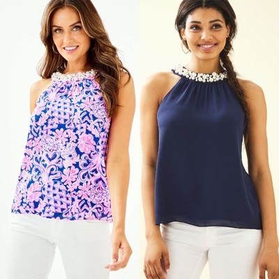 Lilly Pulitzer SHAWN BEADED HALTER TOP 