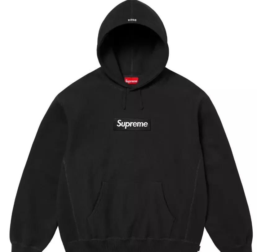 Sweat à capuche logo Supreme Box Bogo noir FW24 taille XXL (2XL) À LA MAIN