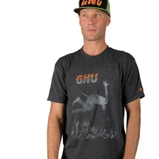 GNU snowboard skateboard surf COLVER PUNK TEE-SHIRT mens SMALL CHARCOAL New