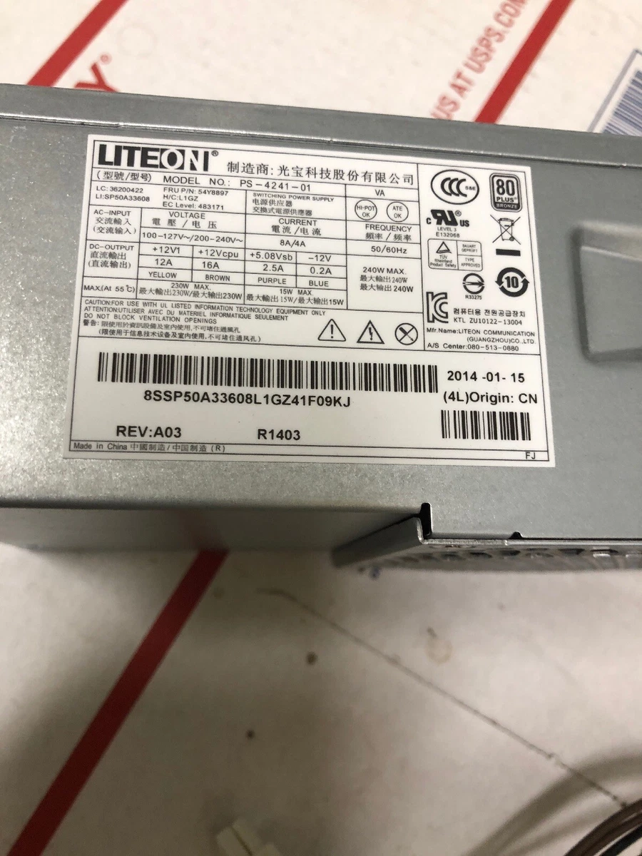 Lenovo ThinkCentre M83 M73 SFF 240W Power Supply 54Y8878 54Y8901 