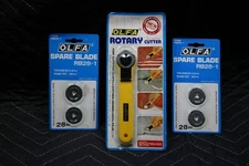 OLFA Rotary Cutter 28 mm Tungsten Steel Blade +4 New Spare Blades Model RTY-1