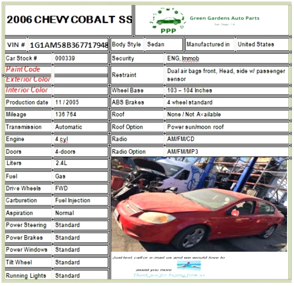 Bolsa de aire para tablero delantero Chevrolet Cobalt 2005-2006 airbag lado derecho del pasajero derecho OEM Foto 3 de 4