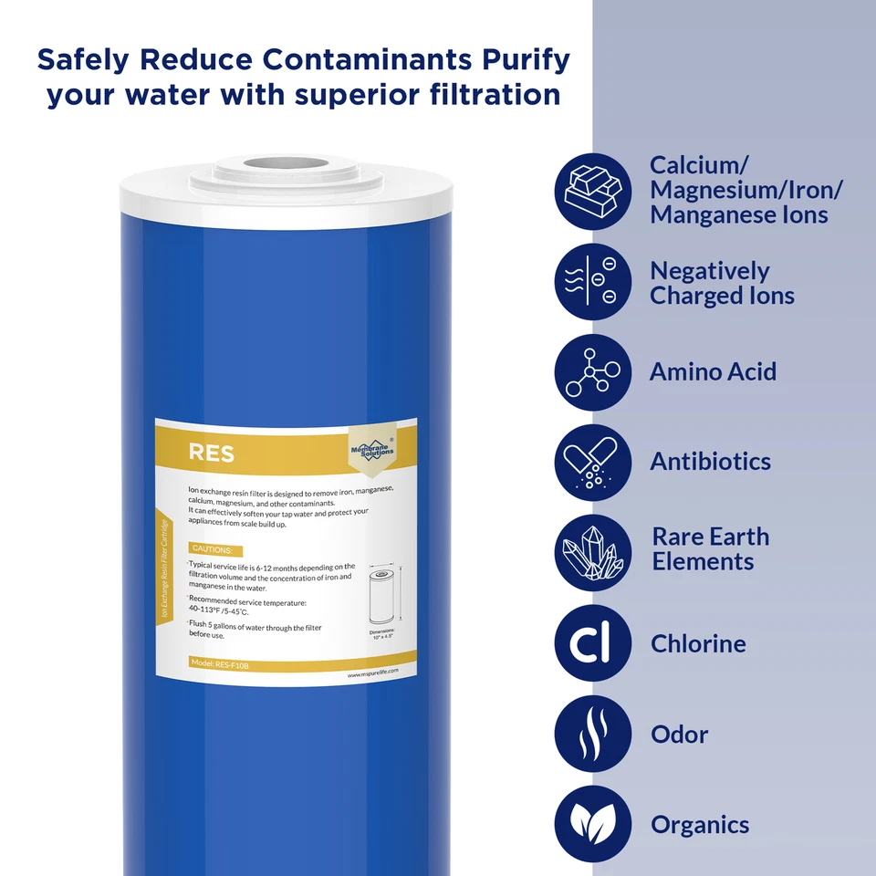 1-6 Pack 10"x4.5" Water Softening Filter Big Blue Whole House Ion Exchange Resin - Image 3 of 4